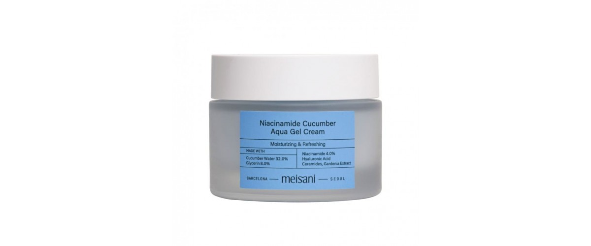 Soy una crema hidratante coreana ideal para piel mixta y grasa Niacinamide Cucumber Aqua Gel Cream de la marca MEISANI
